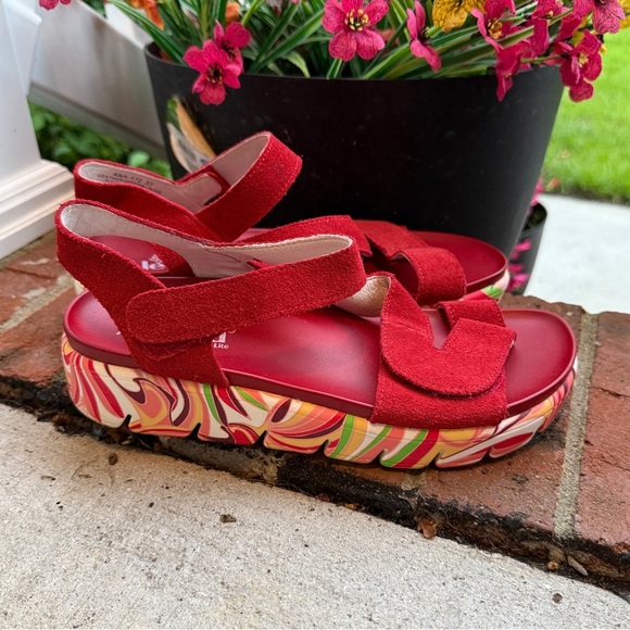 Alegria Anah I got you babe Red Leather Platform Sandals Size 37 6.5 7 Ana - Picture 1 of 7